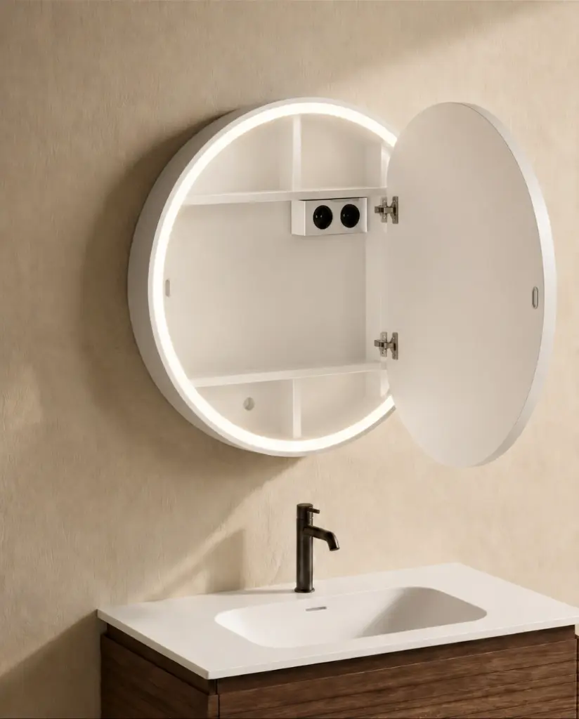 Armoire de toilette Ø60 cm, blanc, Géode (6).webp
