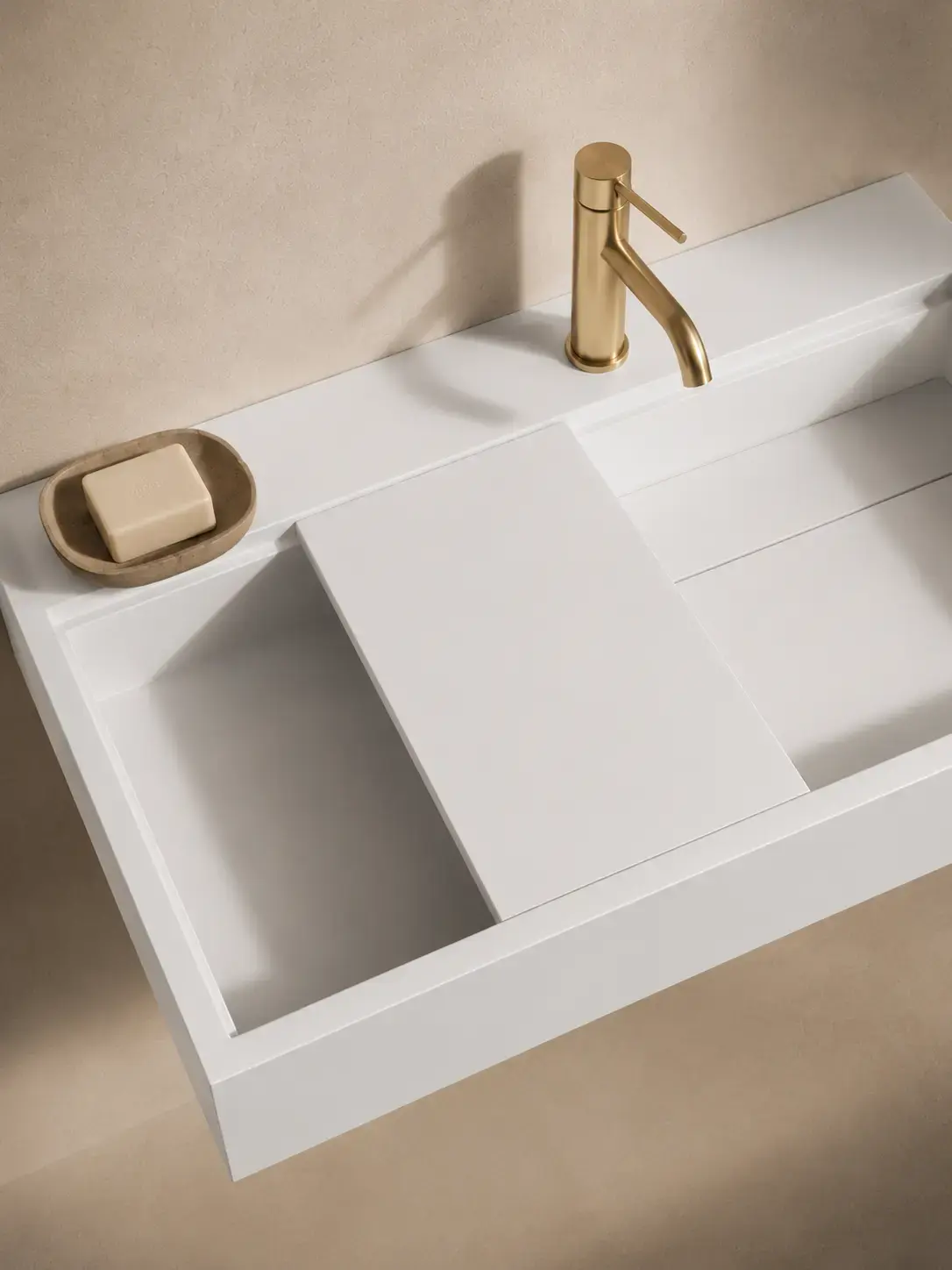 Lavabo suspendu 80 x 45 cm, matière composite, Mineral