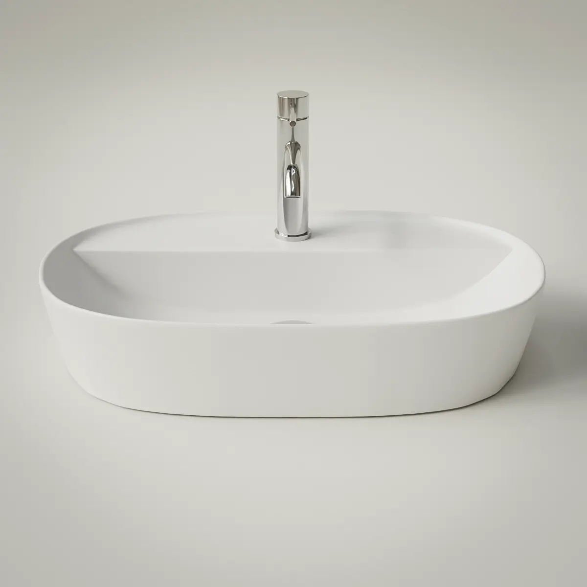 Vasque à poser 60X38x12 cm avec plage, céramique blanc mat, Art  