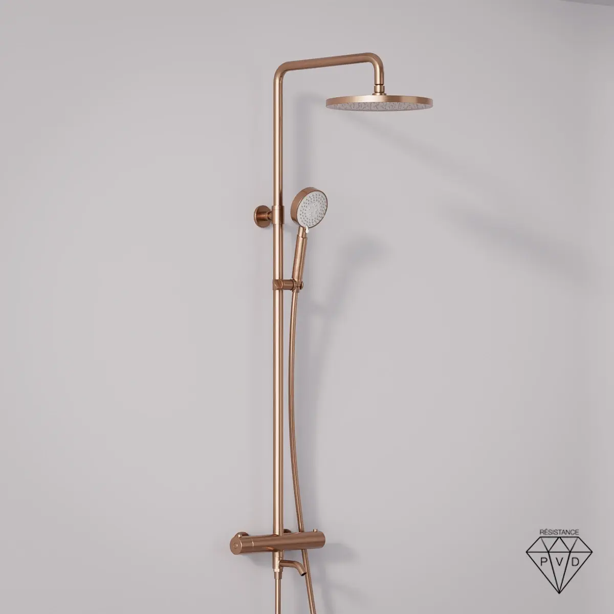 Colonne de bain-douche thermostatique doré rose finition PVD haut de gamme Châtelet