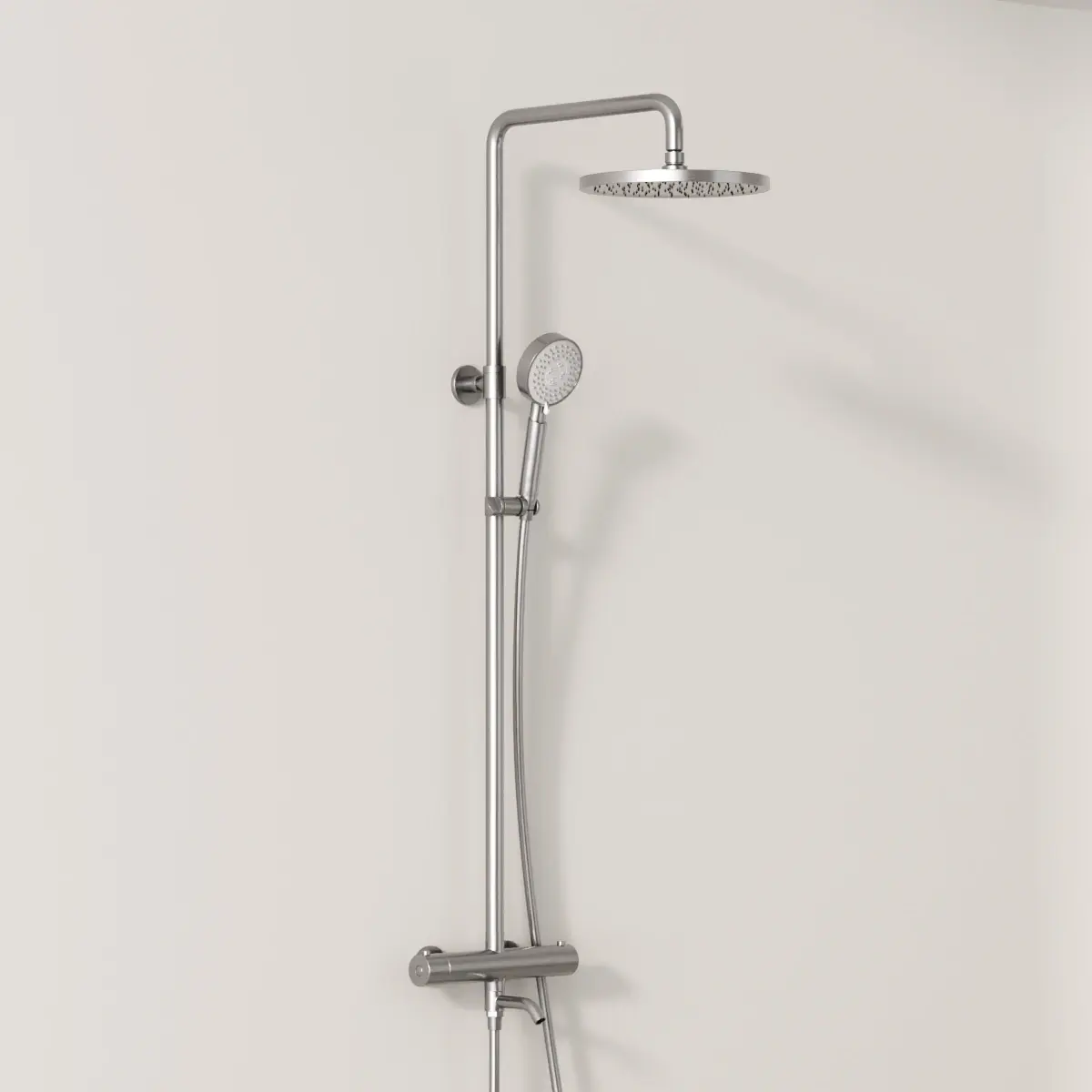 Colonne de bain-douche thermostatique en acier inox brossé mat Châtelet
