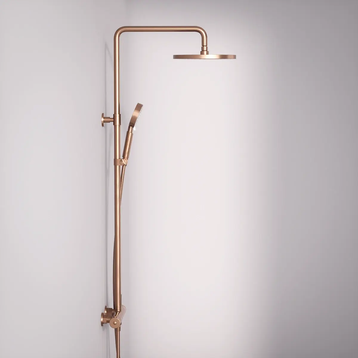Colonne de douche mitigeur, Ø25cm épaisseur 13mm, douchette multifonctions, Doré Rose brossé, Châtelet   