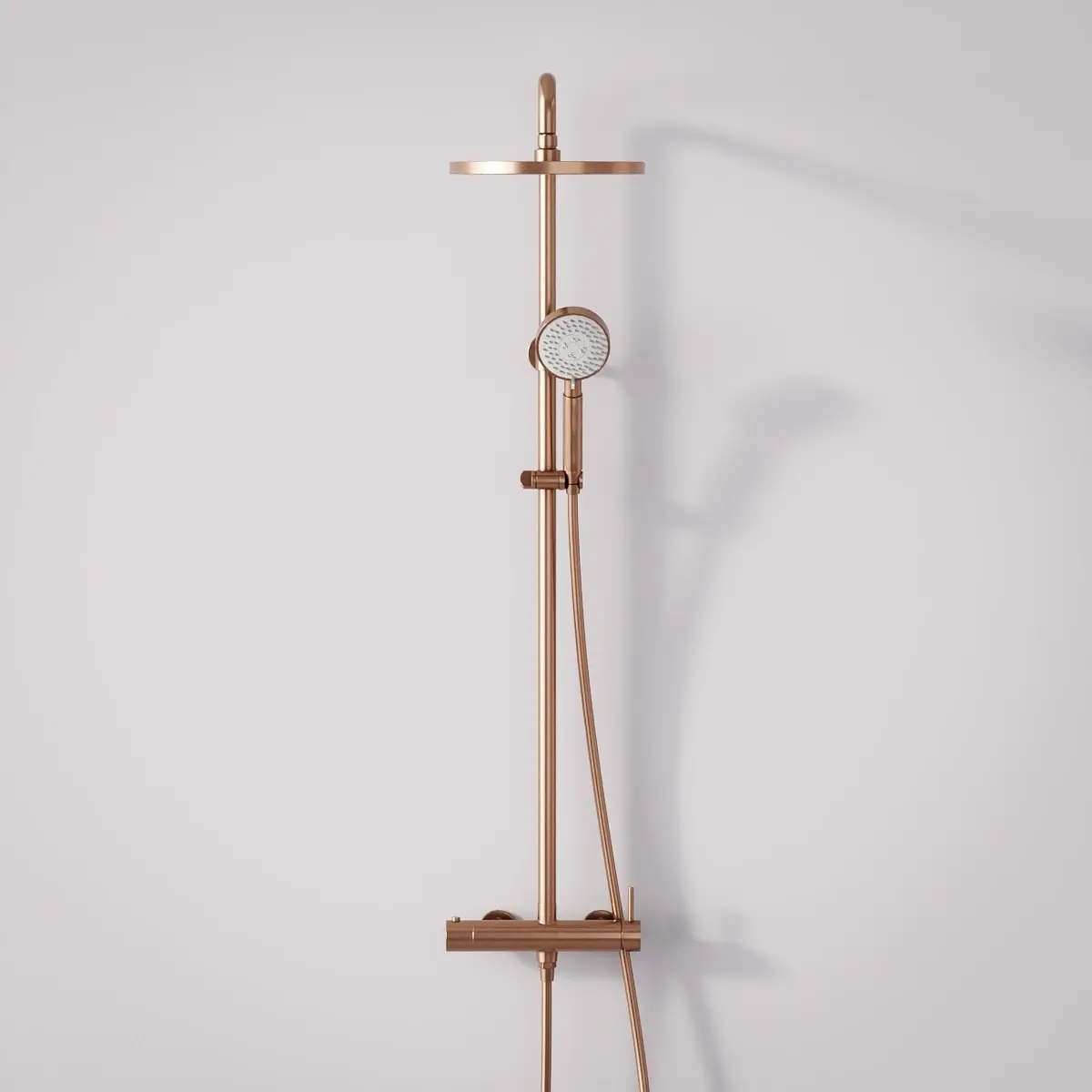 Colonne de douche mitigeur, Ø25cm épaisseur 13mm, douchette multifonctions, Doré Rose brossé, Châtelet   