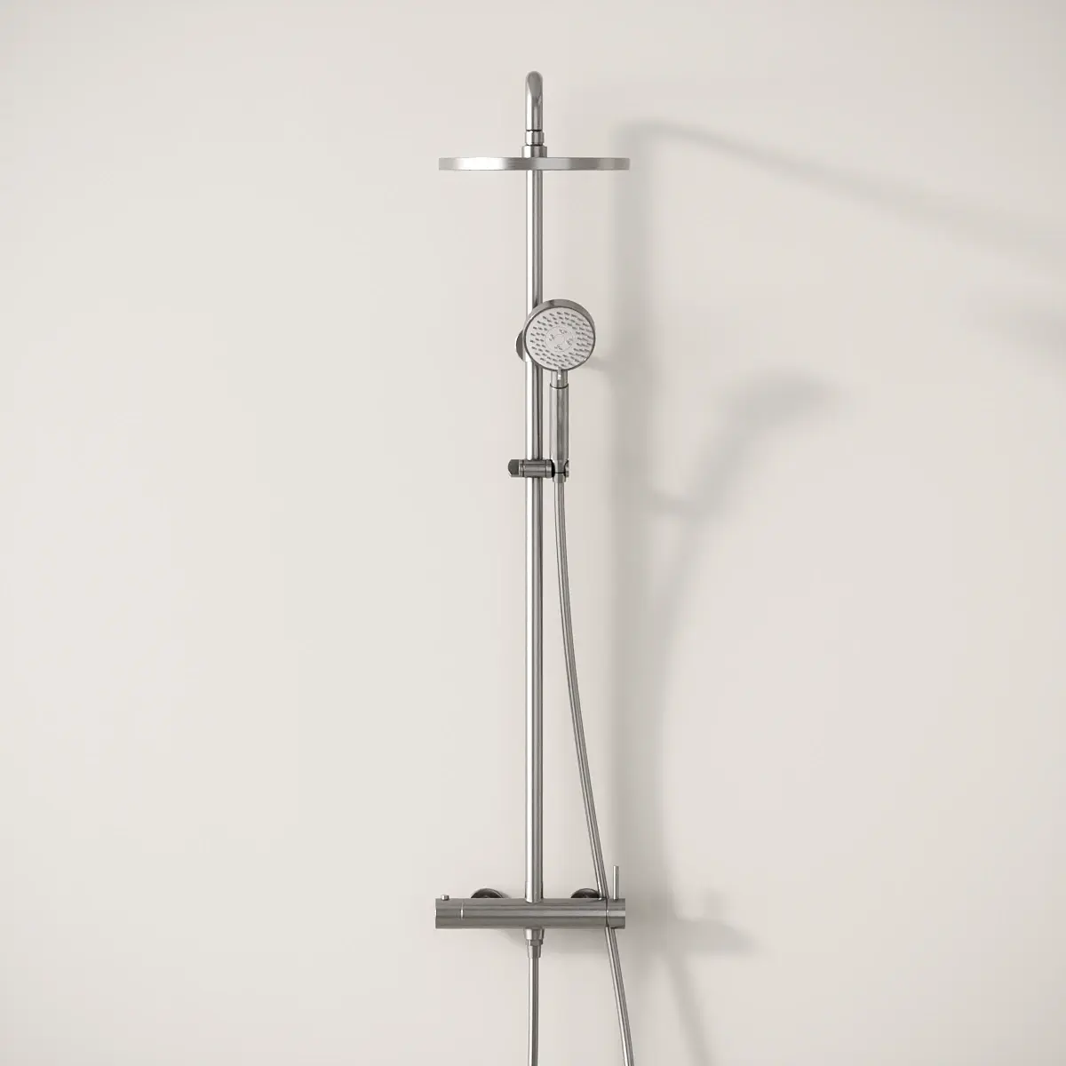 Colonne de douche mitigeur, Ø25cm épaisseur 13mm, douchette multifonctions, inox brossé, Châtelet 