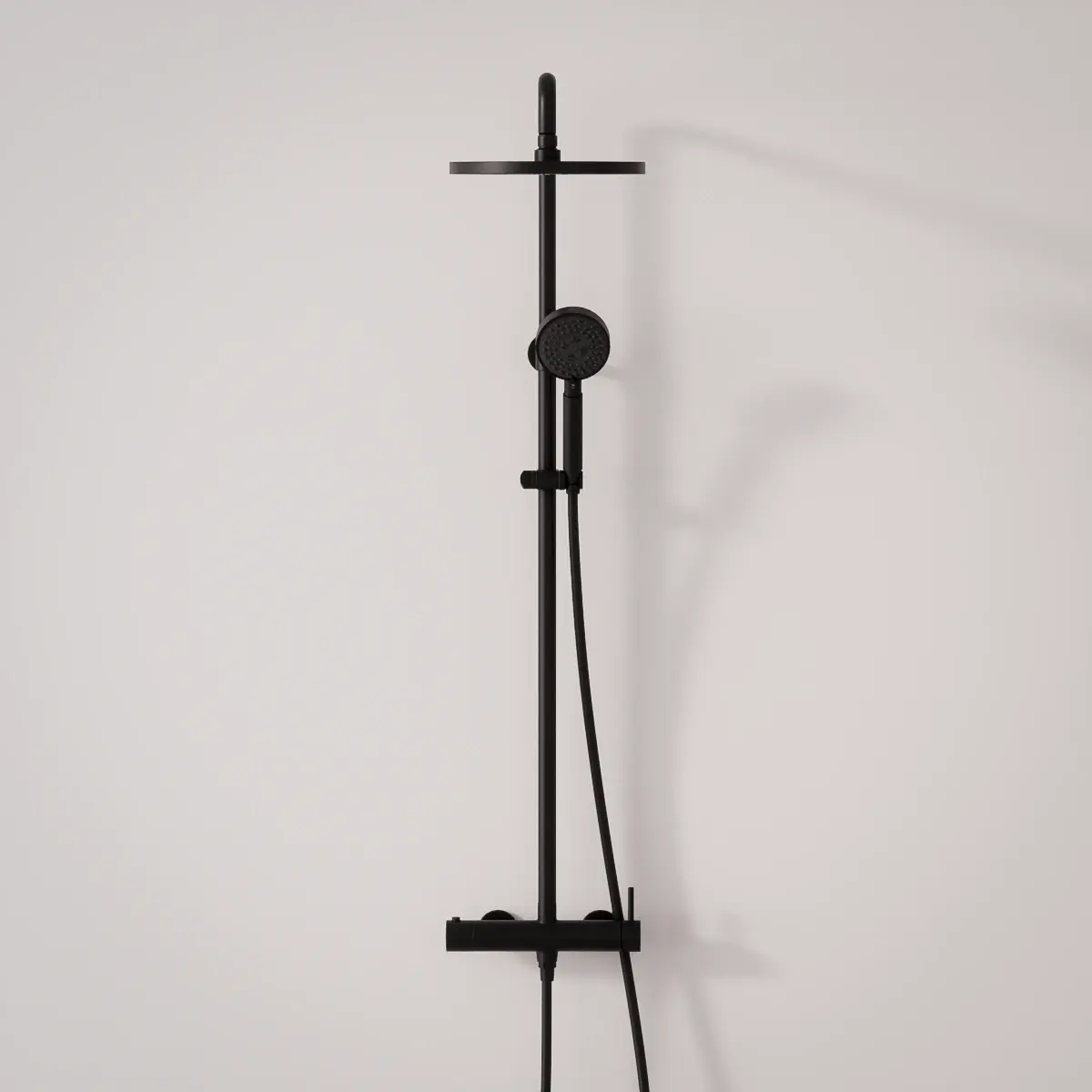 Colonne de douche mitigeur, Ø25cm épaisseur 13mm, douchette multifonctions, Noir brossé, Châtelet 