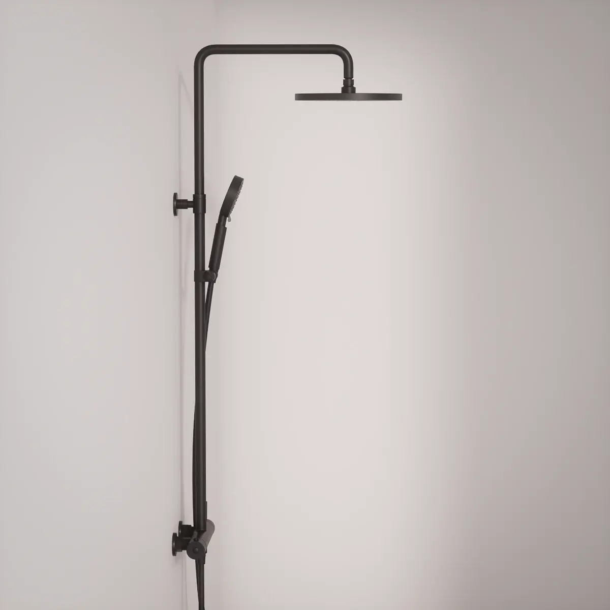 Colonne de douche mitigeur, Ø25cm épaisseur 13mm, douchette multifonctions, Noir brossé, Châtelet 