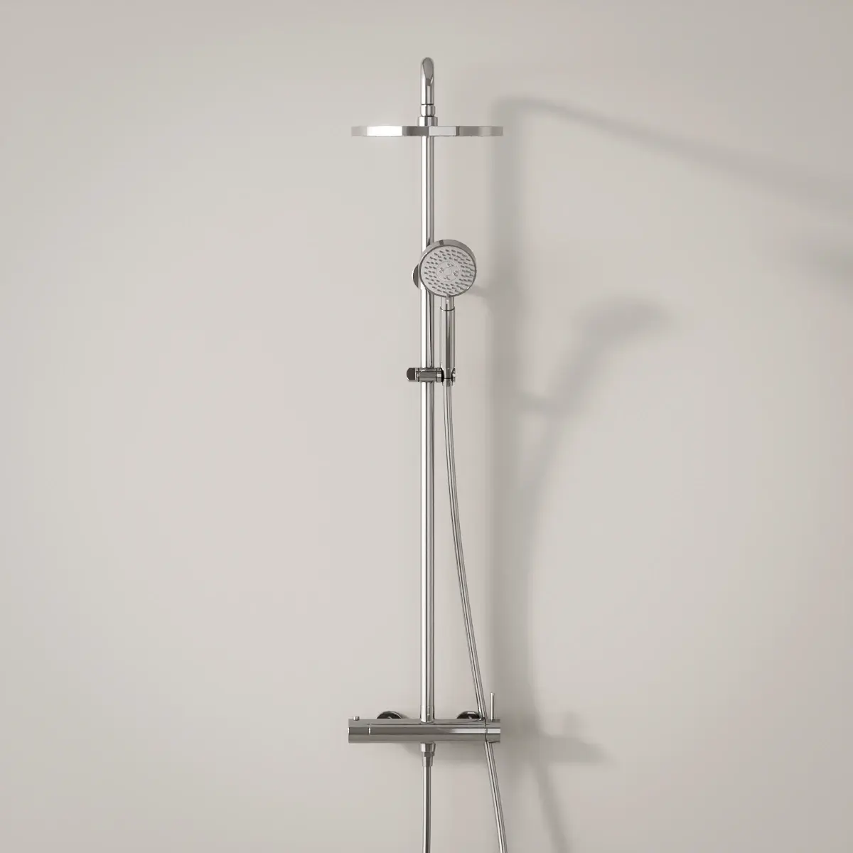 Colonne de douche mitigeur, Ø25cm épaisseur 13mm, douchette multifonctions, Chromé, Châtelet   