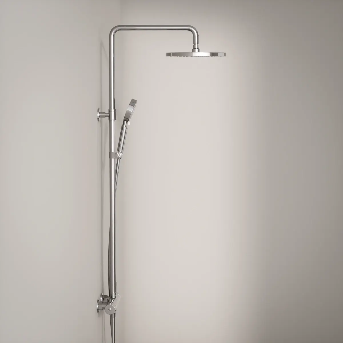 Colonne de douche mitigeur, Ø25cm épaisseur 13mm, douchette multifonctions, Chromé, Châtelet   