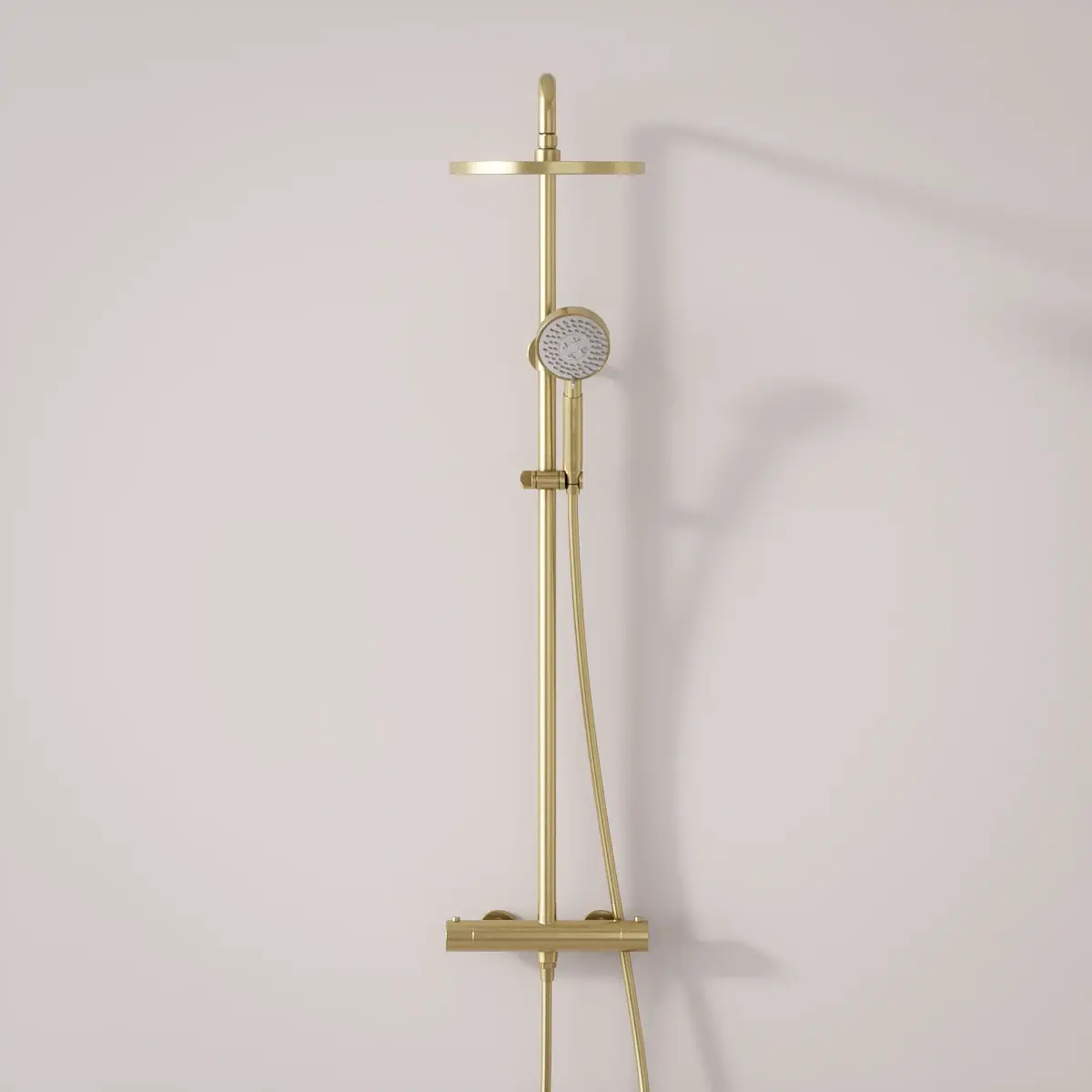 Colonne de douche avec mitigeur thermostatique, Doré brossé, Chatelet 