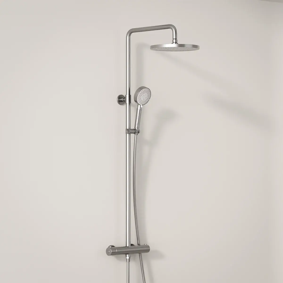Colonne de douche thermostatique finition inox brossé tête ronde Châtelet