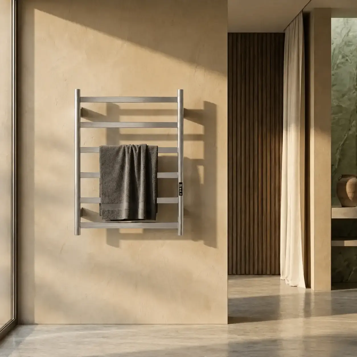 Sèche serviette 57.3x75.4x9.3cm, 140W, inox brossé, Scala  