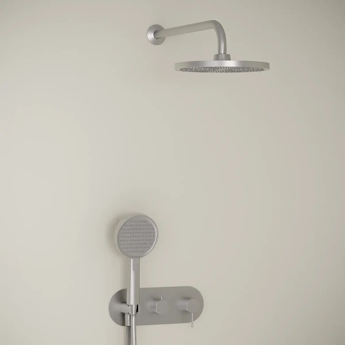 Composition mitigeur de douche encastrée avec plaque, Silver white, Madeleine  
