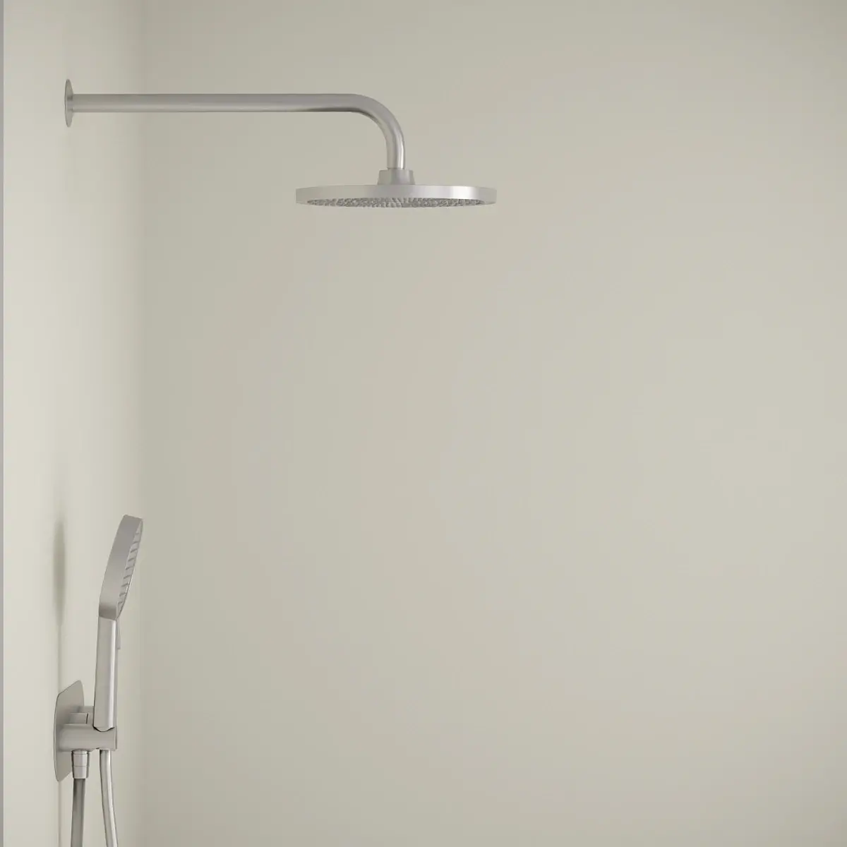 Composition mitigeur de douche encastrée avec plaque, Silver white, Madeleine  