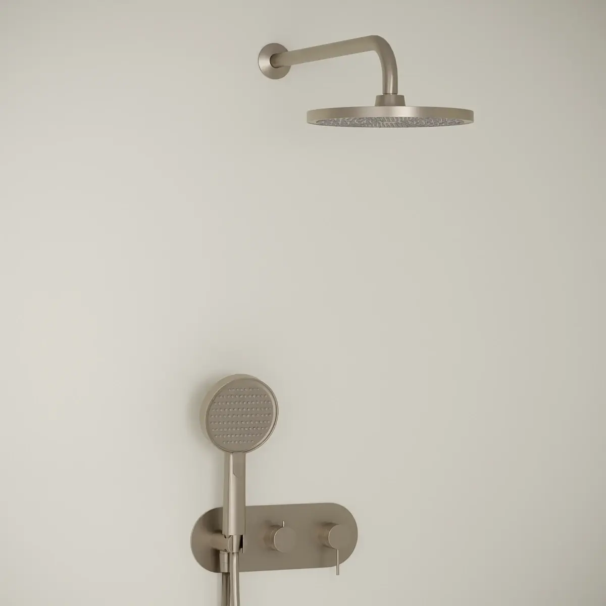 Composition mitigeur de douche encastrée avec plaque, Champagne, Madeleine 
