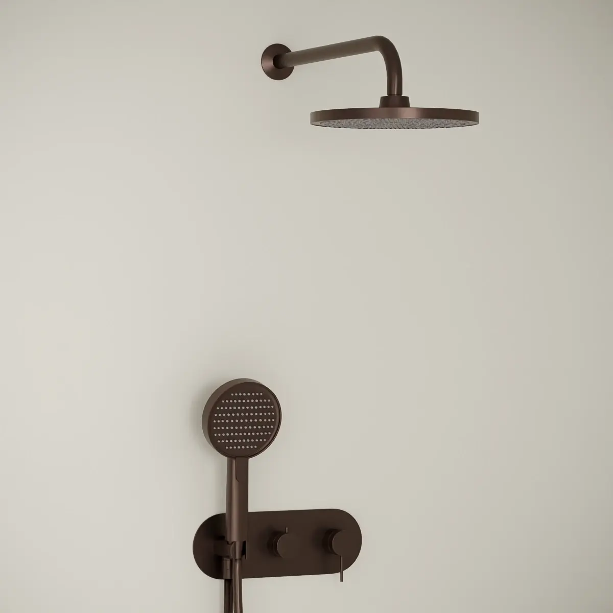 Composition mitigeur de douche encastrée avec plaque, Café, Madeleine     