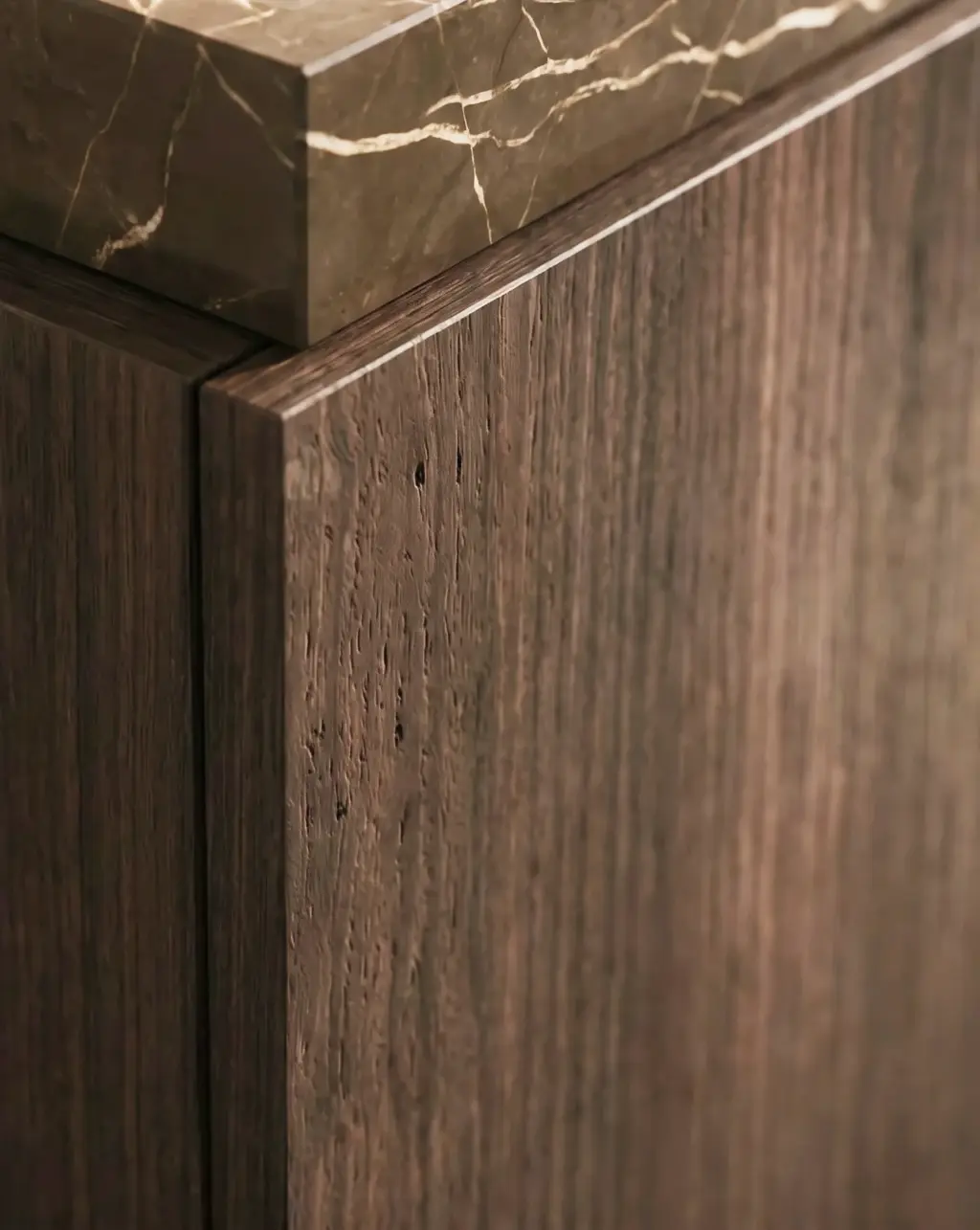 Meuble bois, 140cm avec double vasque marbre, Ouessant