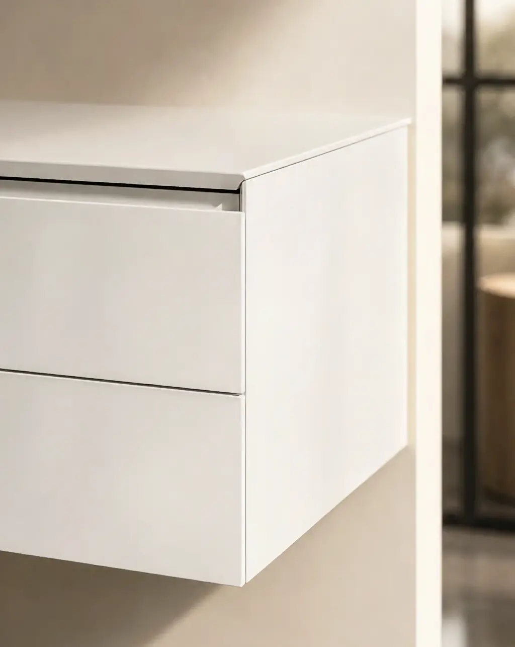 Meuble laque, 120cm avec plan vasque intégrée à gauche, Belle ile  
