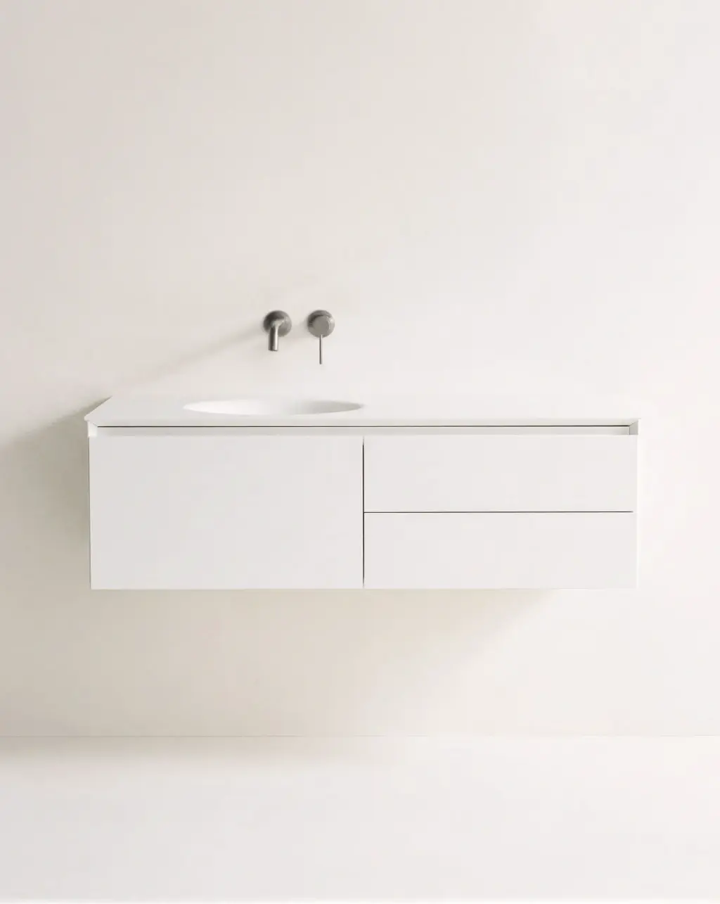 Meuble laque, 120cm avec plan vasque intégrée à gauche, Belle ile  