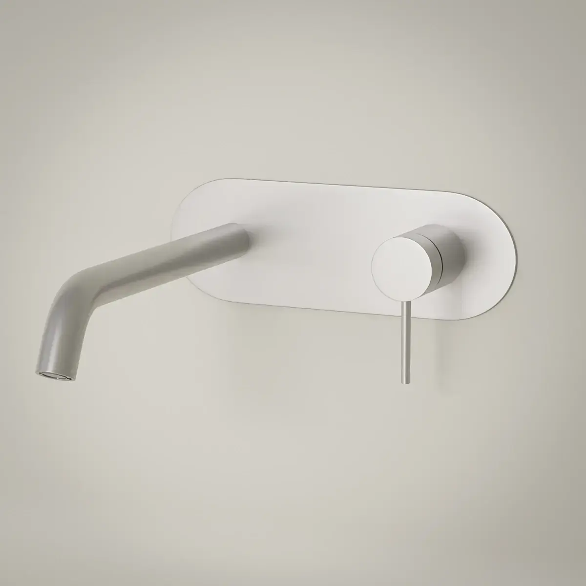 Mitigeur de lavabo encastré Madeleine finition PVD silver white avec plaque de finition et poignée de commande fine