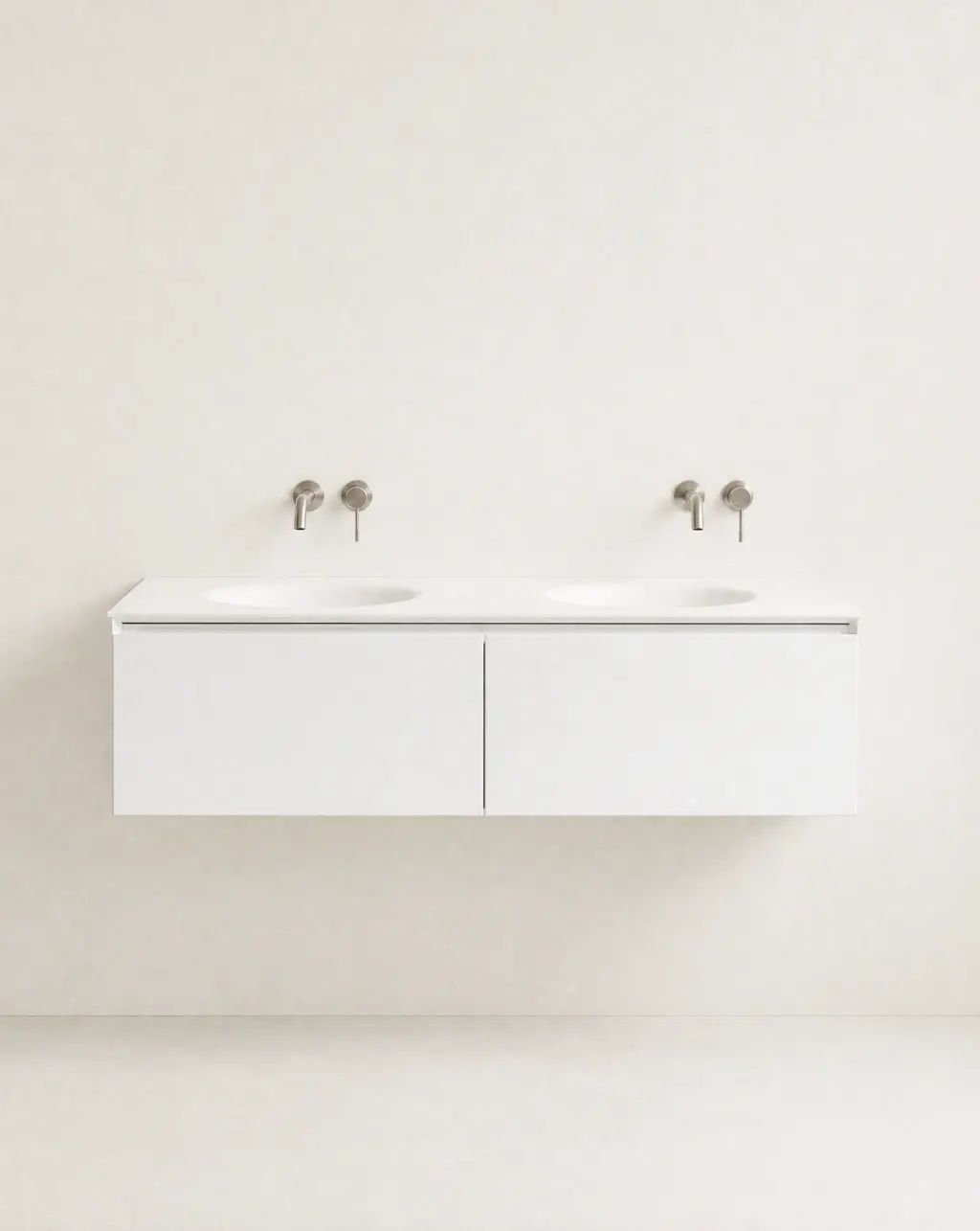 Meuble laque, 140cm avec plan double vasque intégrée, Belle ile   