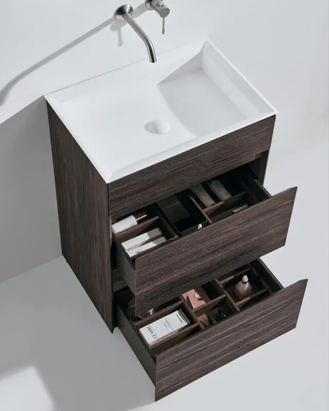 Meuble vasque modulaire bois noyer , Léman 
