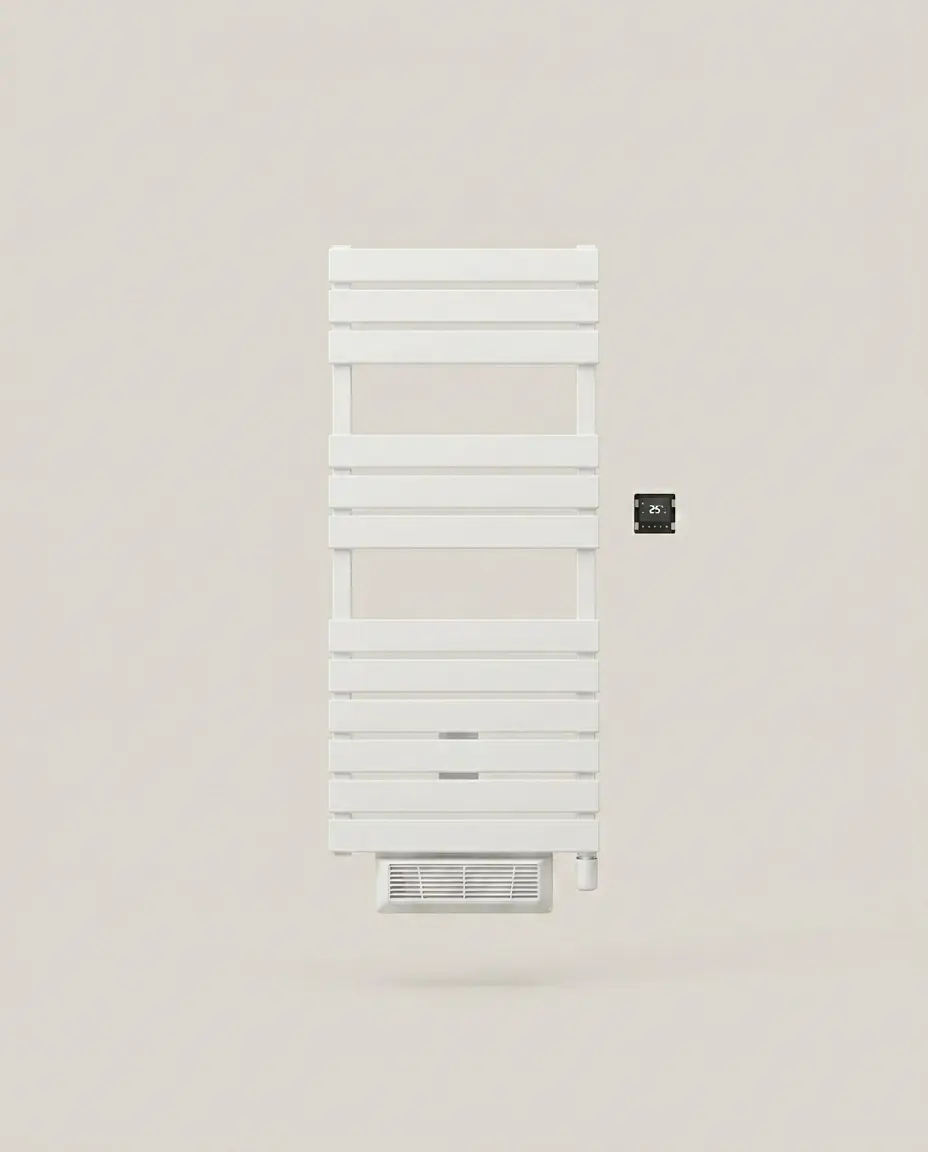 Sèche-Serviettes électrique avec soufflerie, 120x55 cm, 750W + 1000W, Blanc, Swag