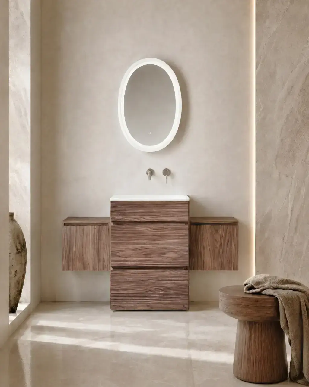 Meuble vasque modulaire bois chêne, Léman 