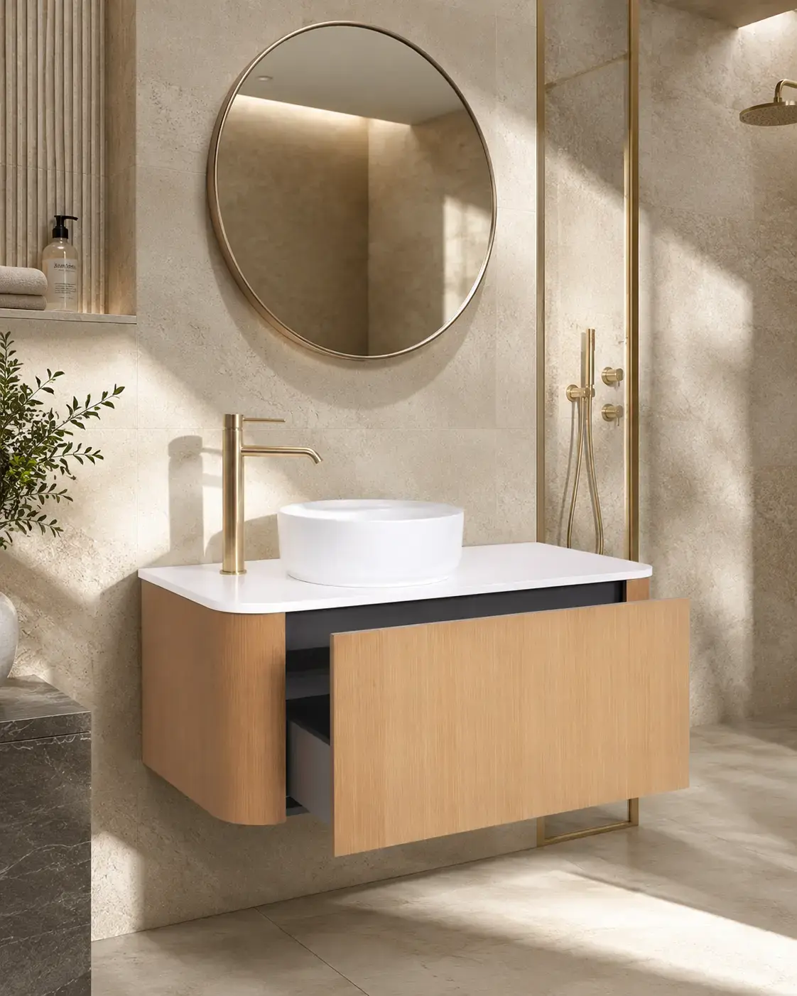 Meuble suspendu salle de bain, 100 cm, Anna