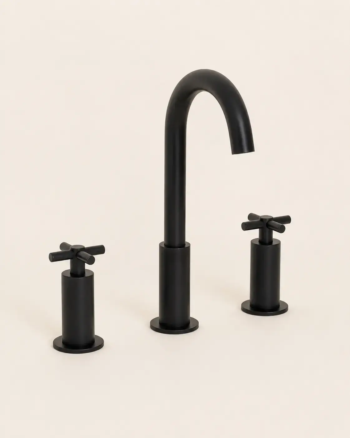 Robinet mélangeur lavabo 3 trous, noir brossé, Cross II
