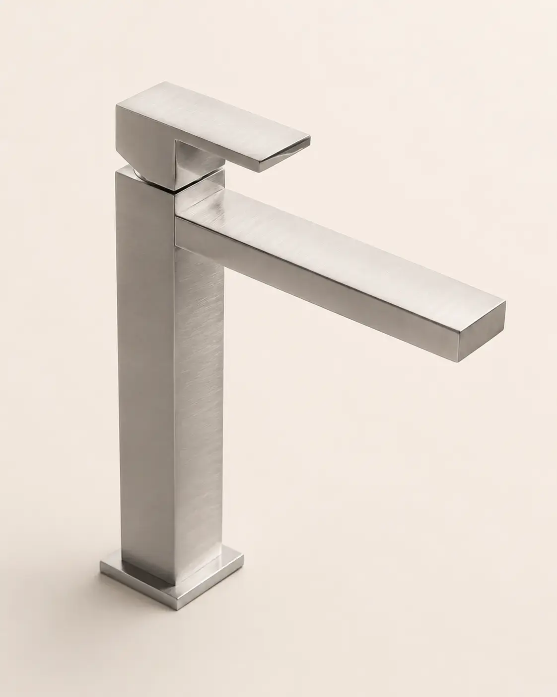 Robinet Mitigeur Lavabo Haut Carré, nickel brossé, "Q" bec 252 mm
