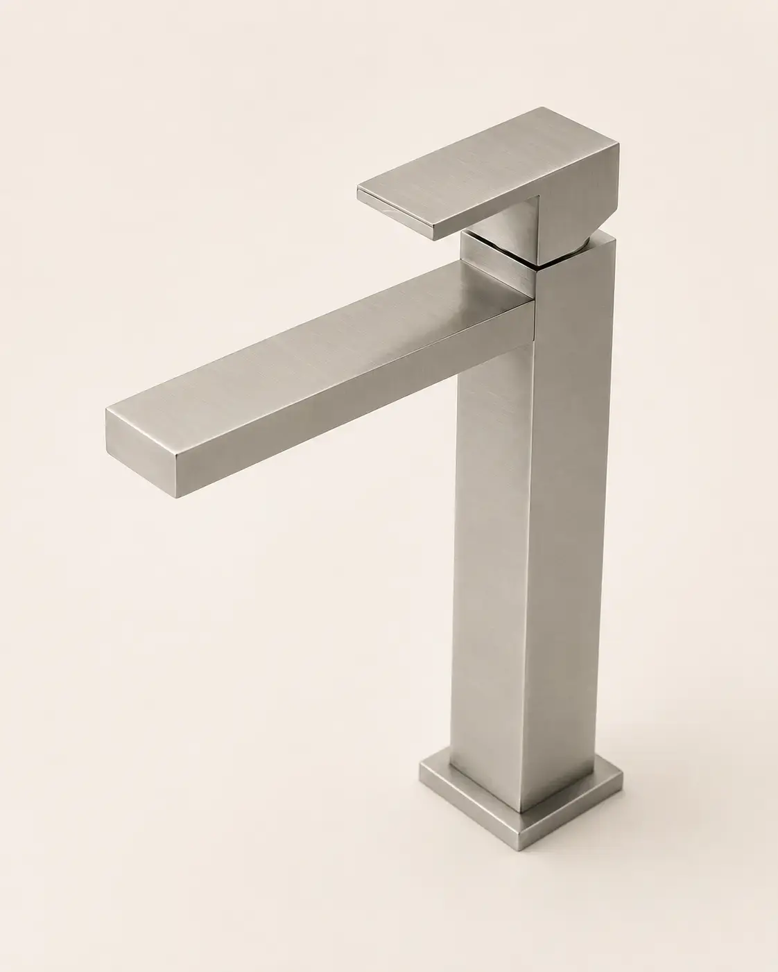 Robinet Mitigeur Lavabo Haut Carré, nickel brossé, "Q" bec 252 mm