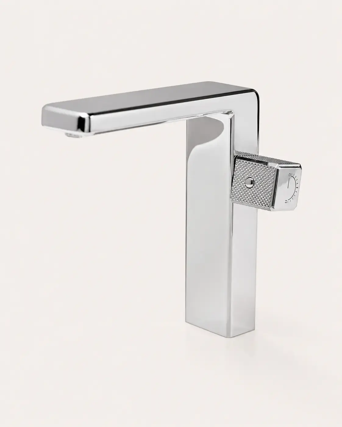 Mitigeur de lavabo manette cannelé, Surélevé, Chromé, Star 