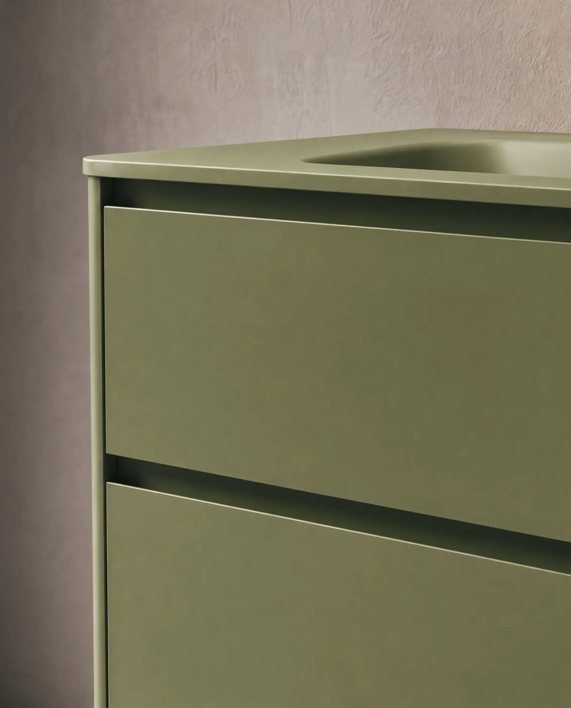 Meuble vasque avec ou sans pieds 80cm, Vert jonc mat, Vendome