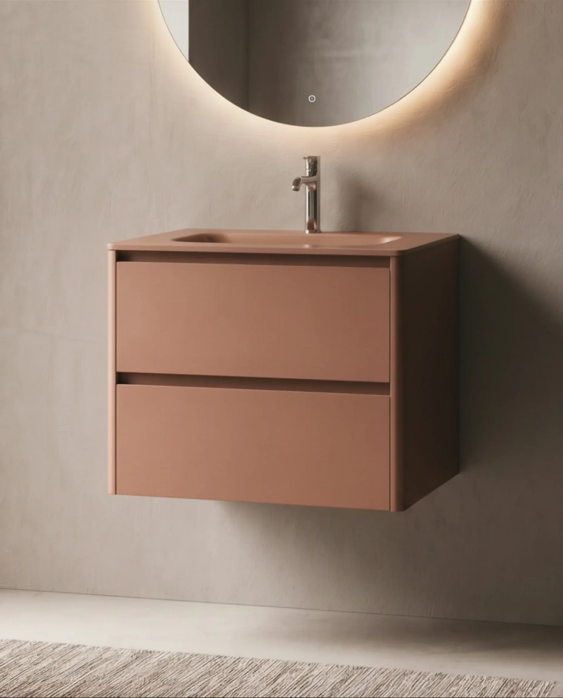 Meuble vasque avec ou sans pieds 80cm, Terracotta mat, Vendome