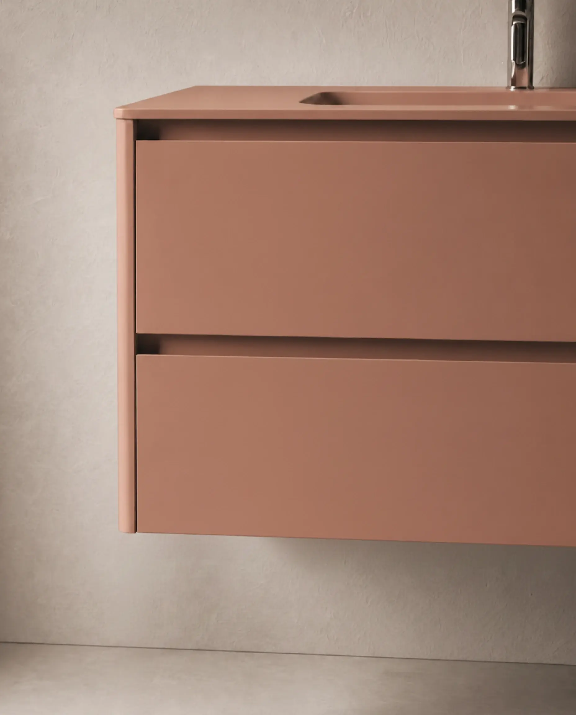 Meuble vasque avec ou sans pieds 120cm, Terracotta mat, Vendome