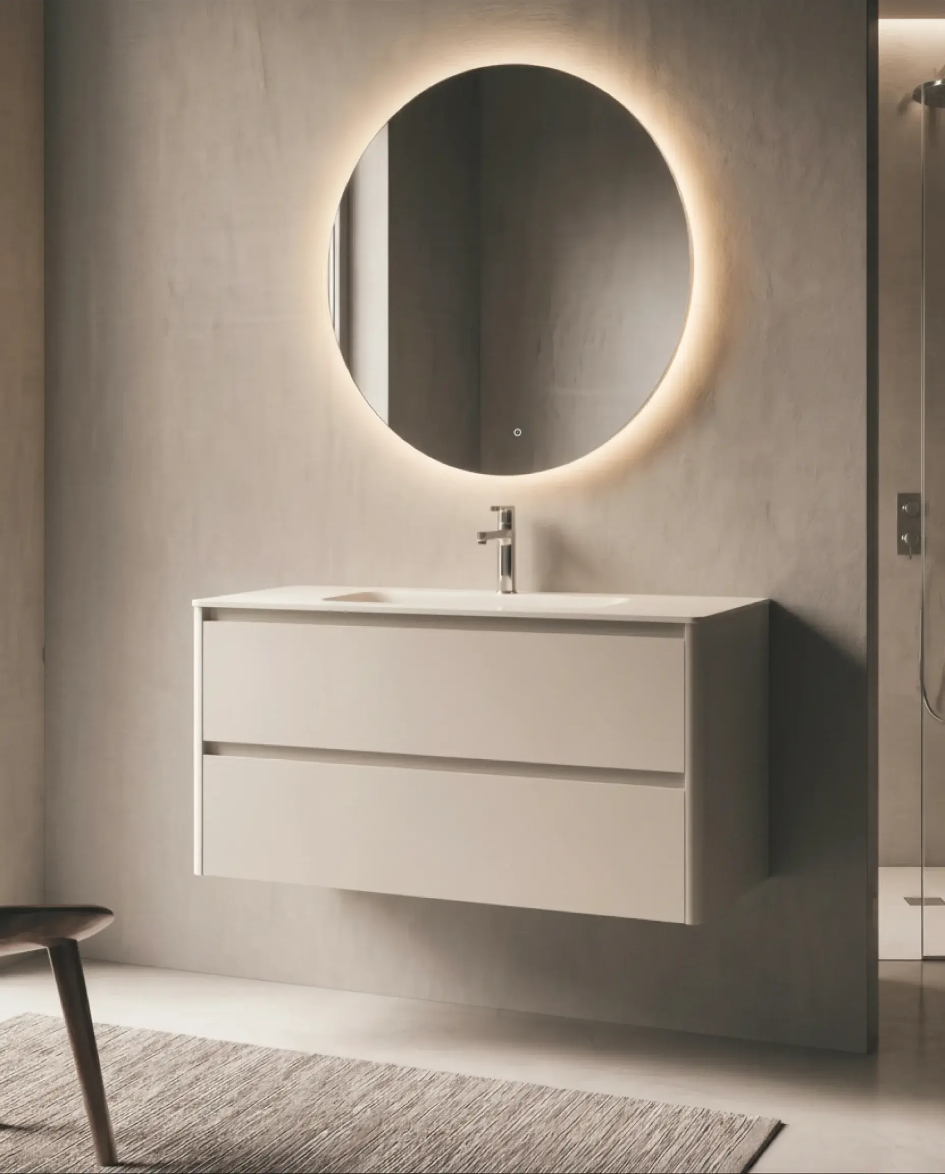 Meuble vasque avec ou sans pieds 120cm, Beige mat, Vendome