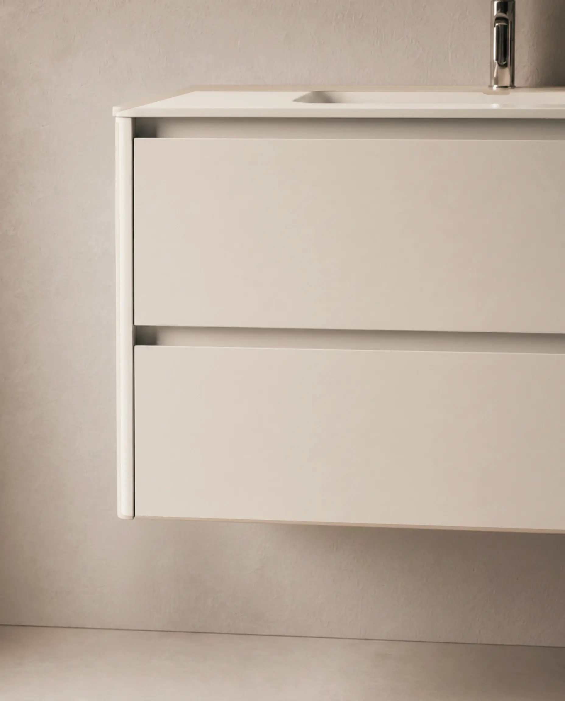 Meuble vasque avec ou sans pieds 120cm, Beige mat, Vendome