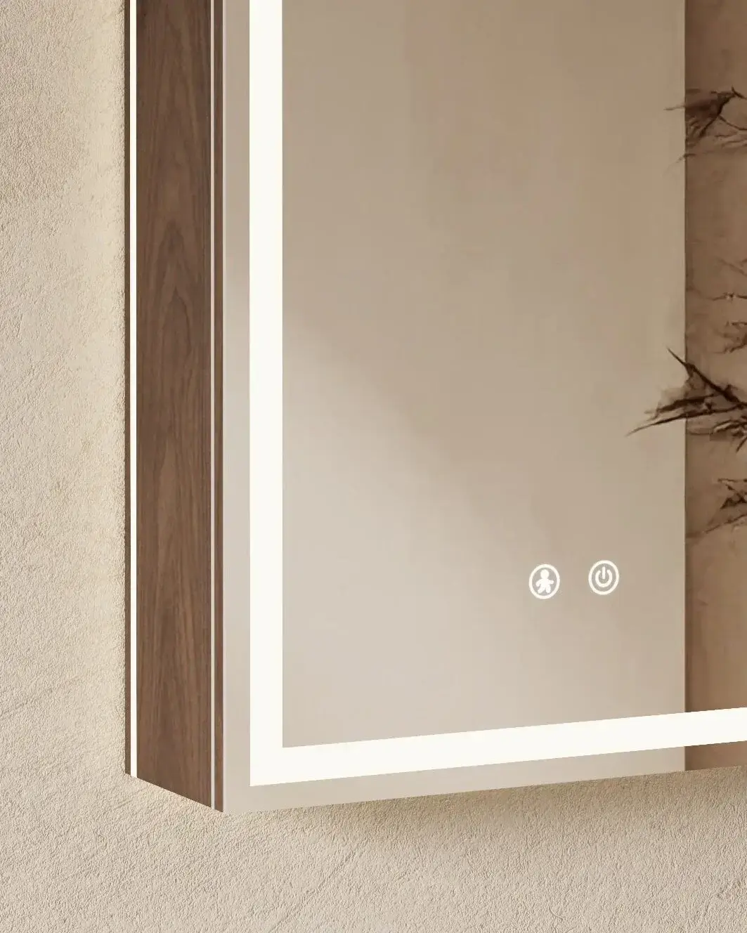 Armoire de toilette arche LED en noyer 45x90 cm – Luna