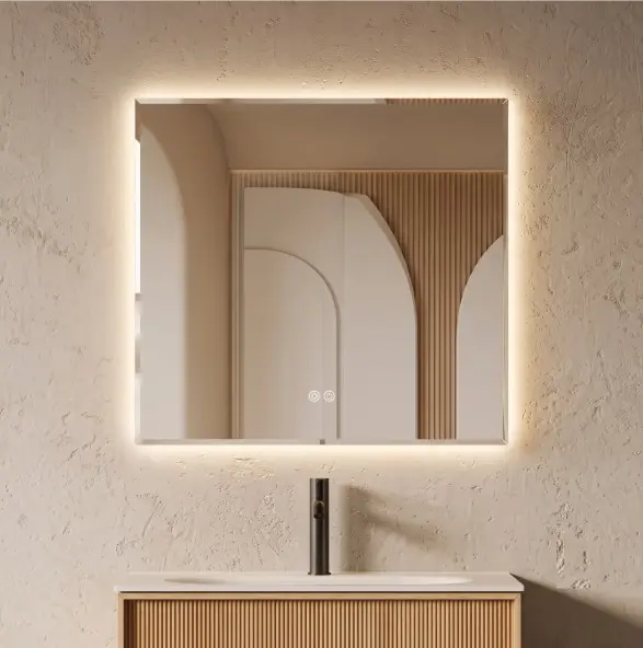 Miroir 80x80 cm rétro-éclairant LED, anti-buée, Pure