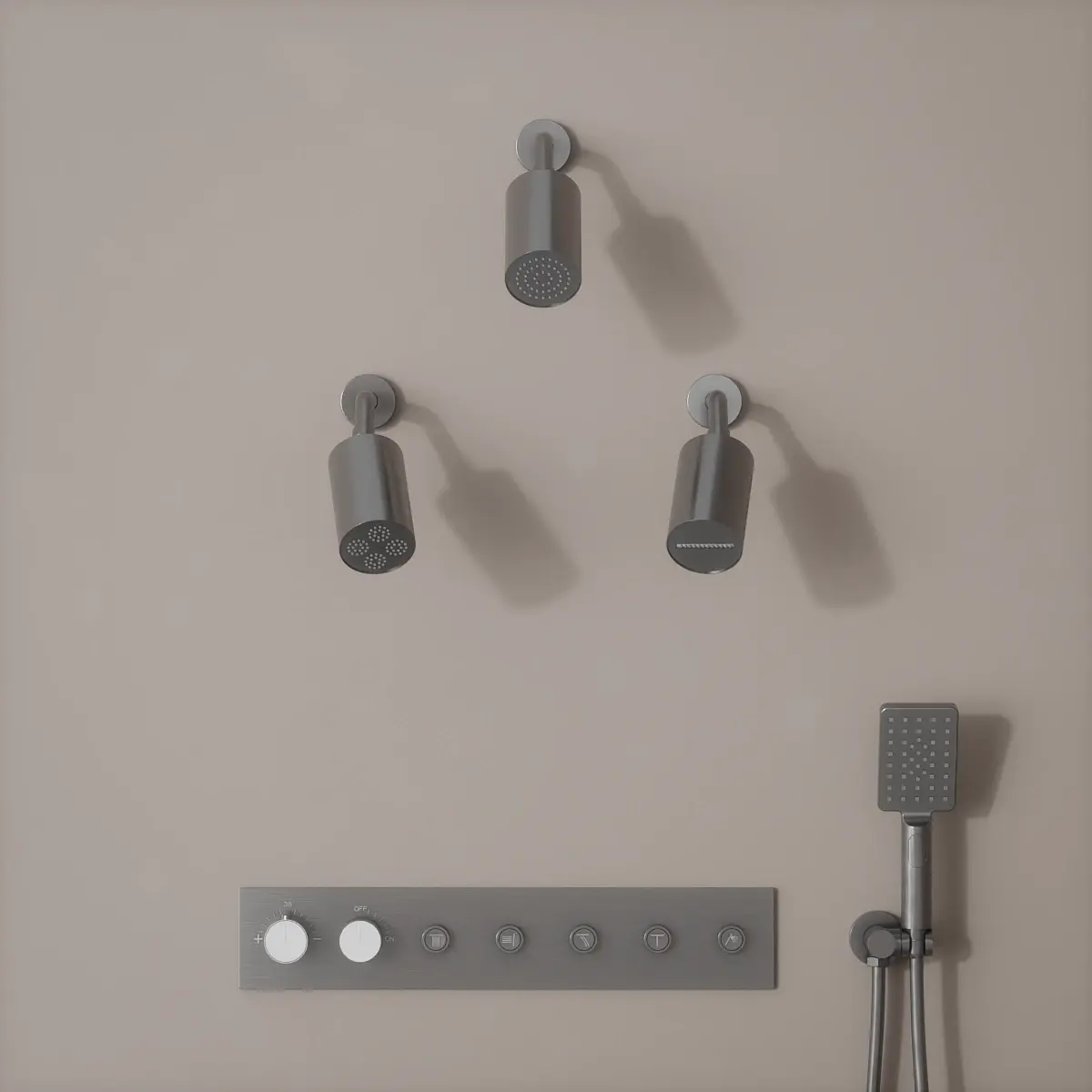 Douche thermostatique, 3 douches épaules hydromassantes, inox brossé Châtelet