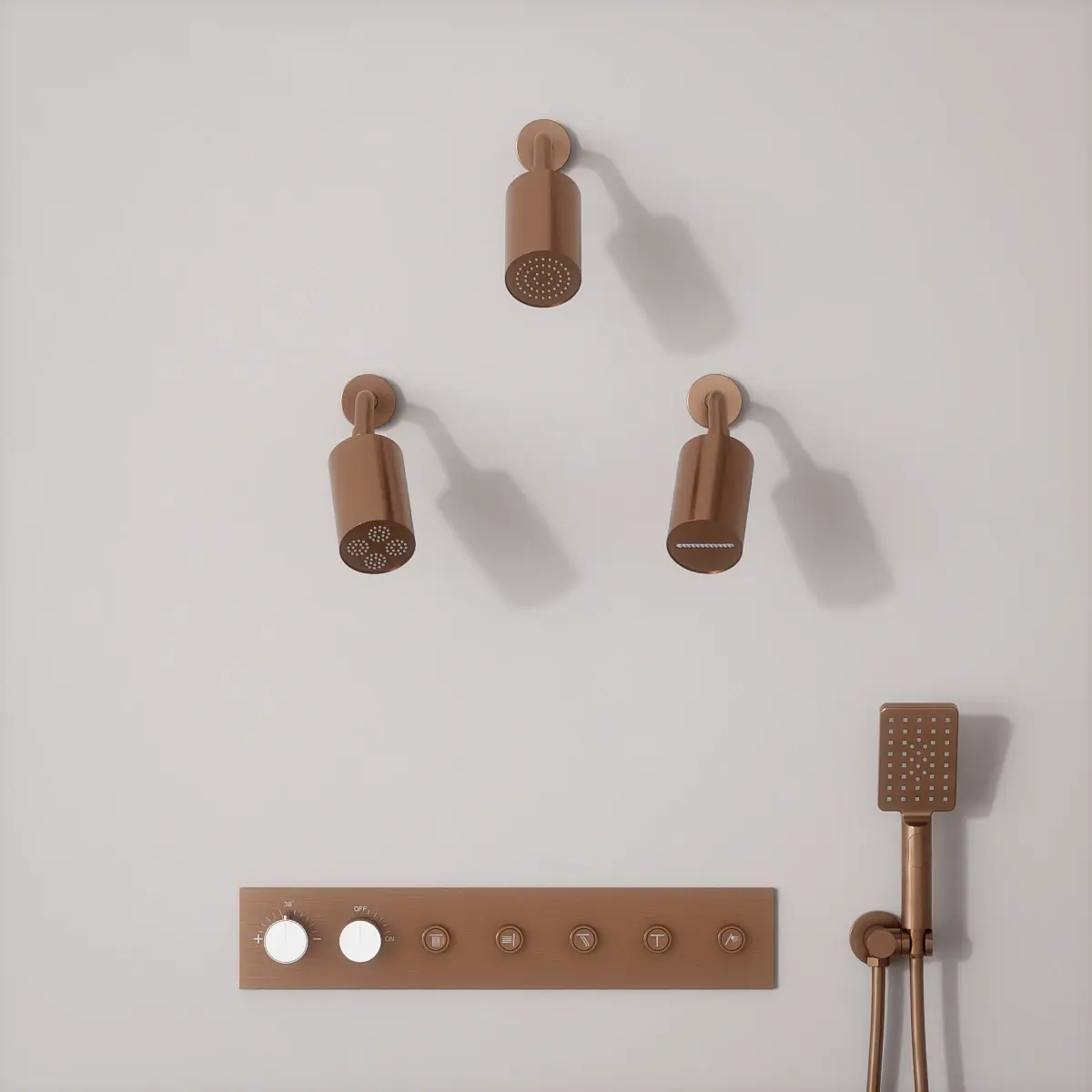 Douche thermostatique, 3 douches épaules hydromassantes, doré rose brossé, Châtelet