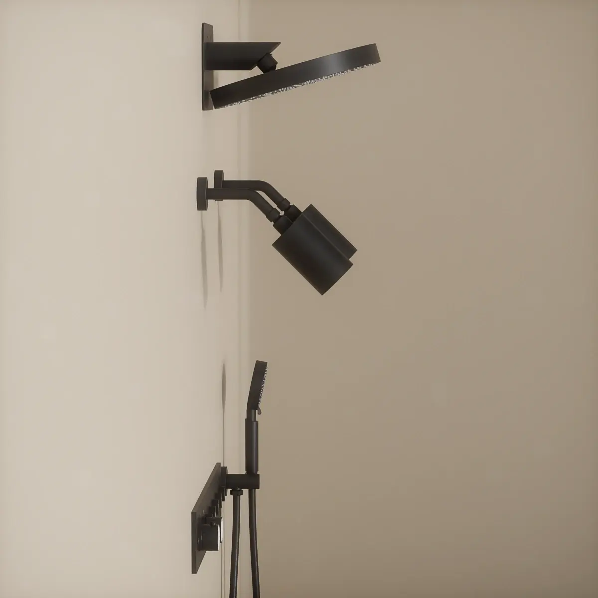 Douche thermostatique, ciel de douche ronde et douches épaules, noir Châtelet