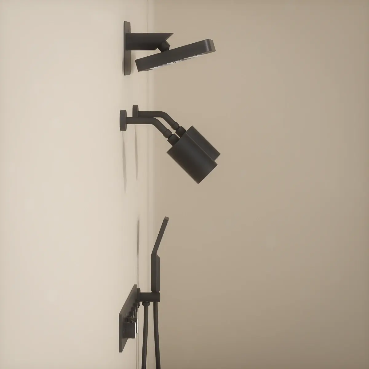 Douche thermostatique, ciel de douche carré et douches épaules, noir Châtelet