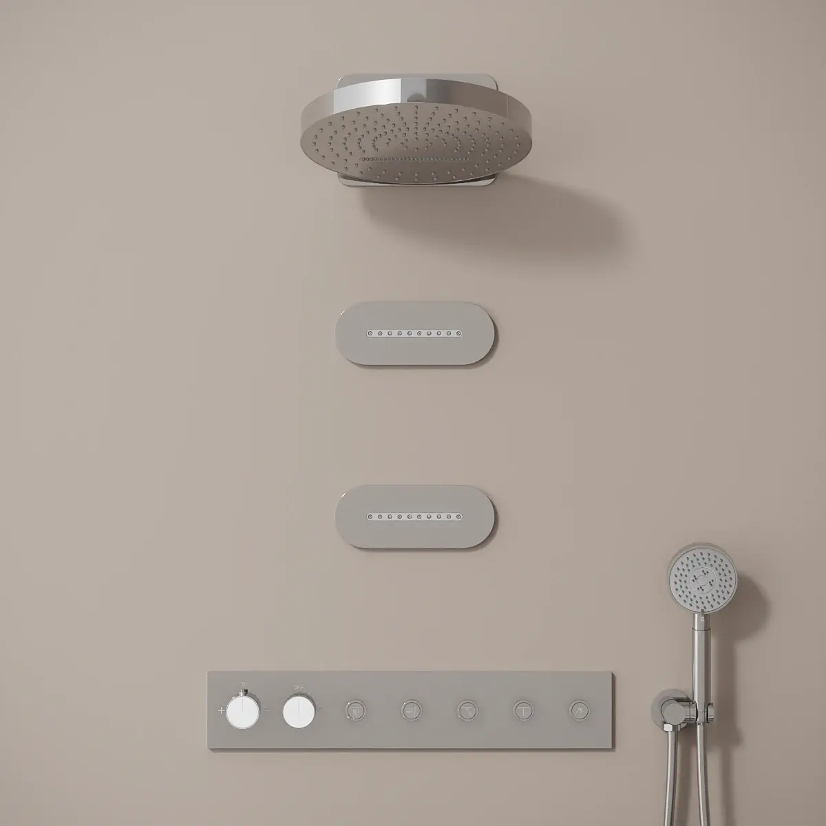 Douche thermostatique, ciel de douche ronde et buses, chromé Châtelet