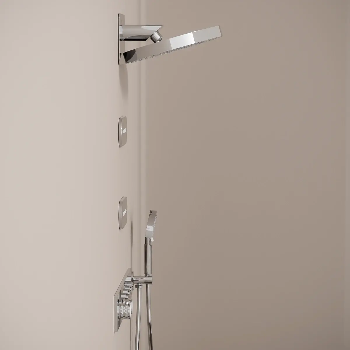 Douche thermostatique, ciel de douche ronde et buses, chromé Châtelet