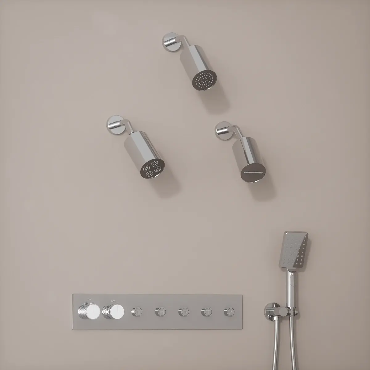 Douche thermostatique, 3 douches épaules hydromassantes, chromé Châtelet