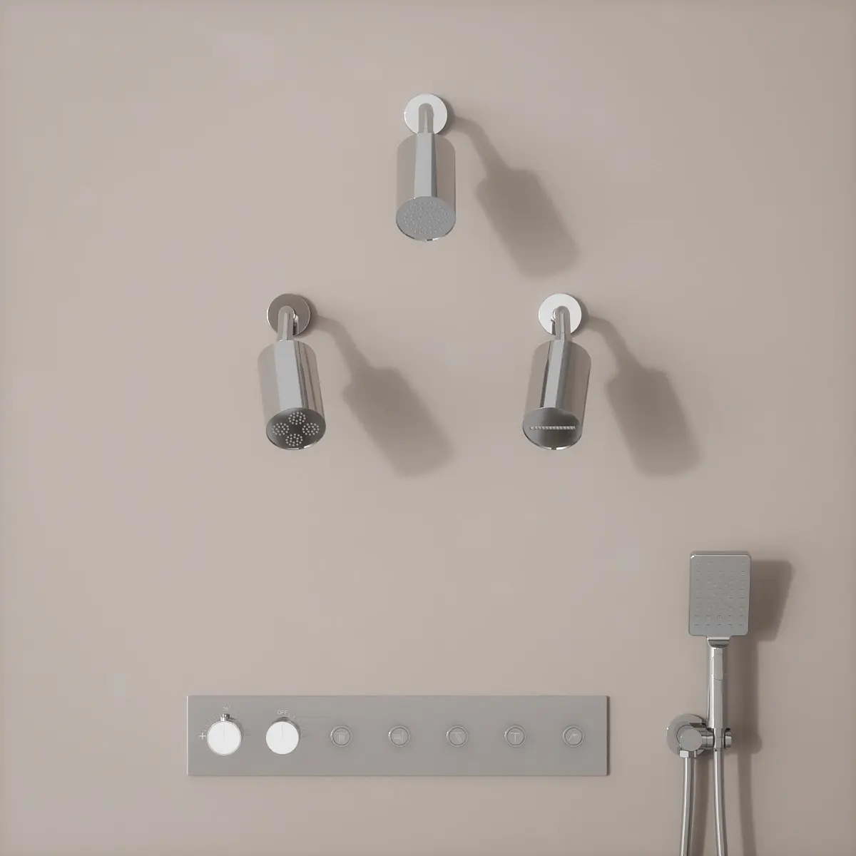 Douche thermostatique, 3 douches épaules hydromassantes, chromé Châtelet