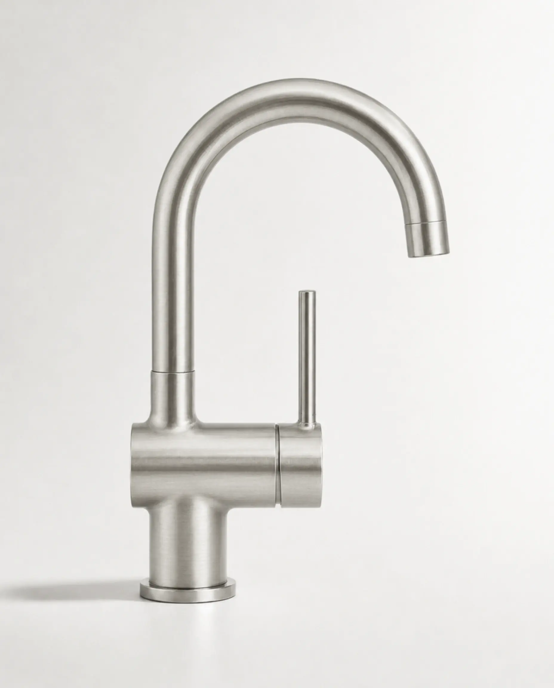 Robinet mitigeur lavabo col de cygne inox brossé, Châtelet