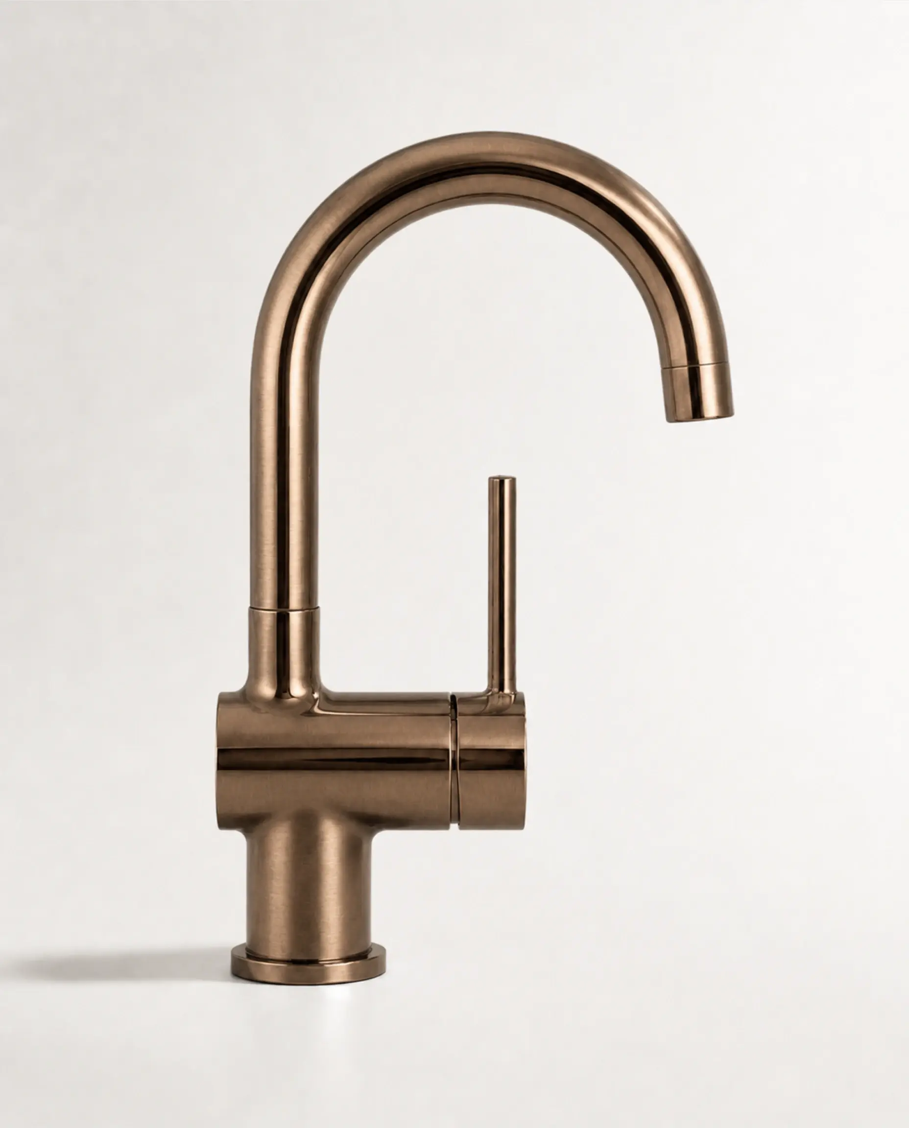 Robinet mitigeur lavabo col de cygne doré rose brossé, Châtelet