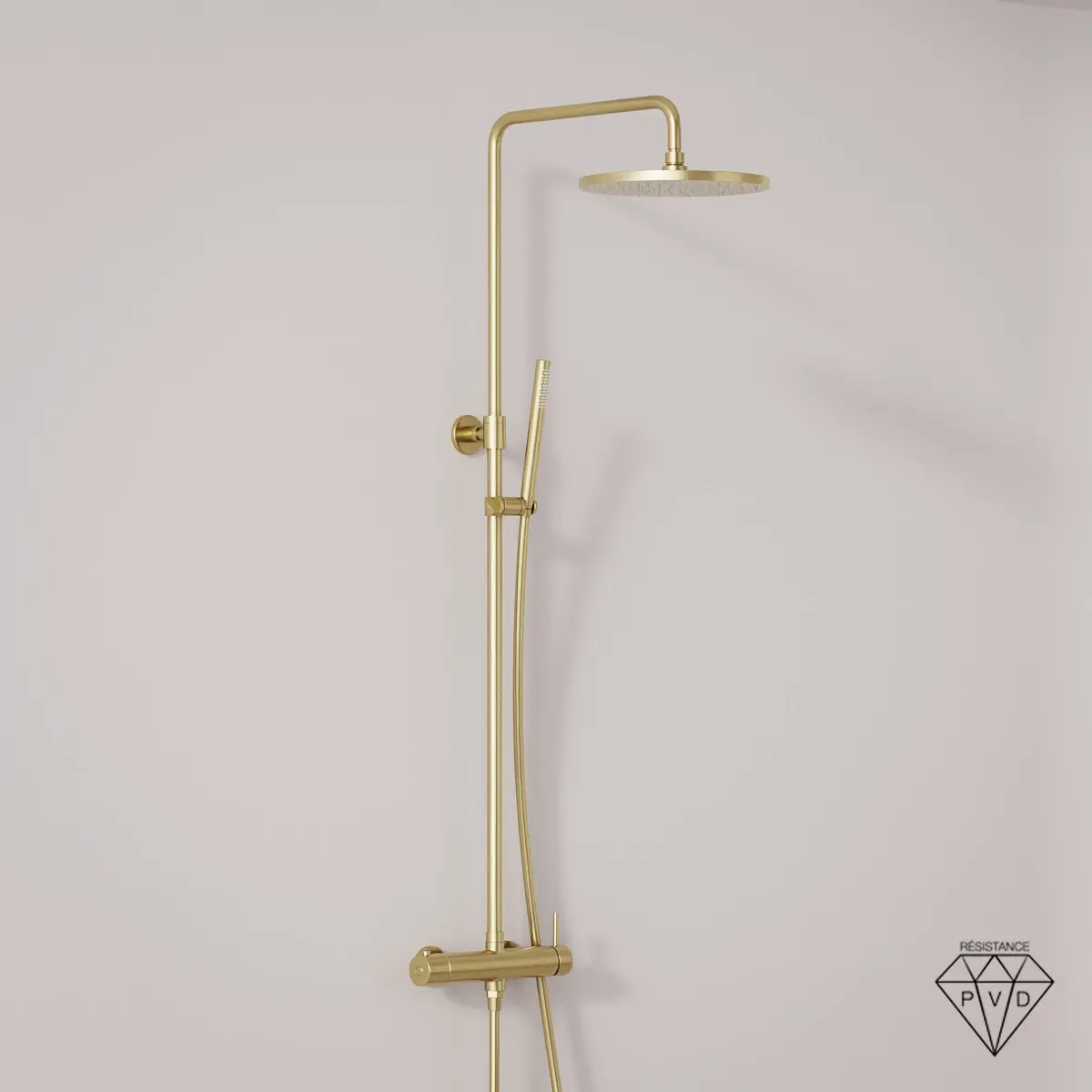 Colonne de douche mitigeur, Ø25cm, inox doré brossé, Châtelet III